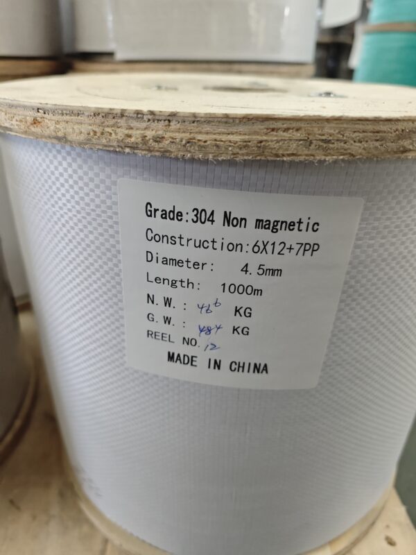 304 Stainless steel wire rope  6*12+7PP---4.5mm